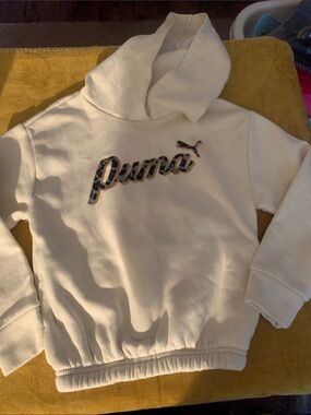 Puma Cream Hoodie with Leopard Logo Accent